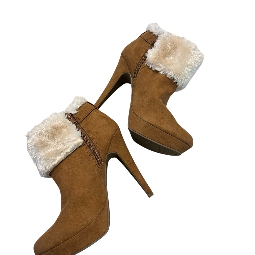 GUESS Tan Suede Fur Cuff Platform Boots | Cabincore Winter Going Out | 7.5 - Picture 3 of 15